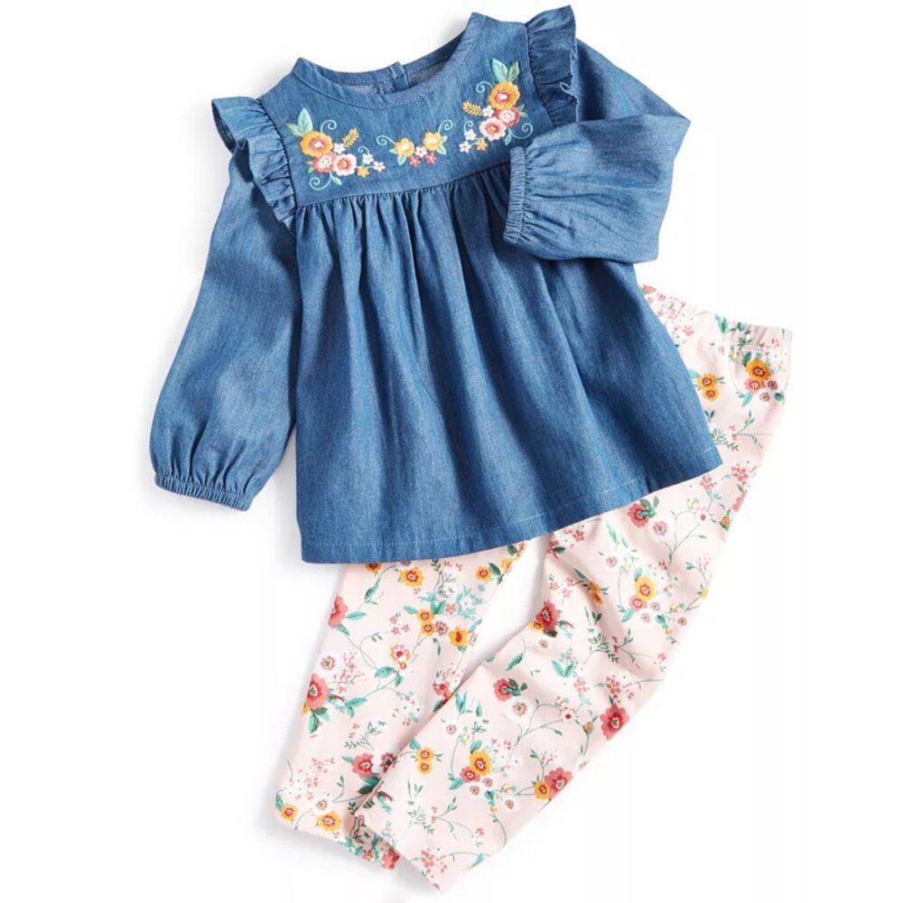 First Impressions Denim Top and Leggings Set Size 12M